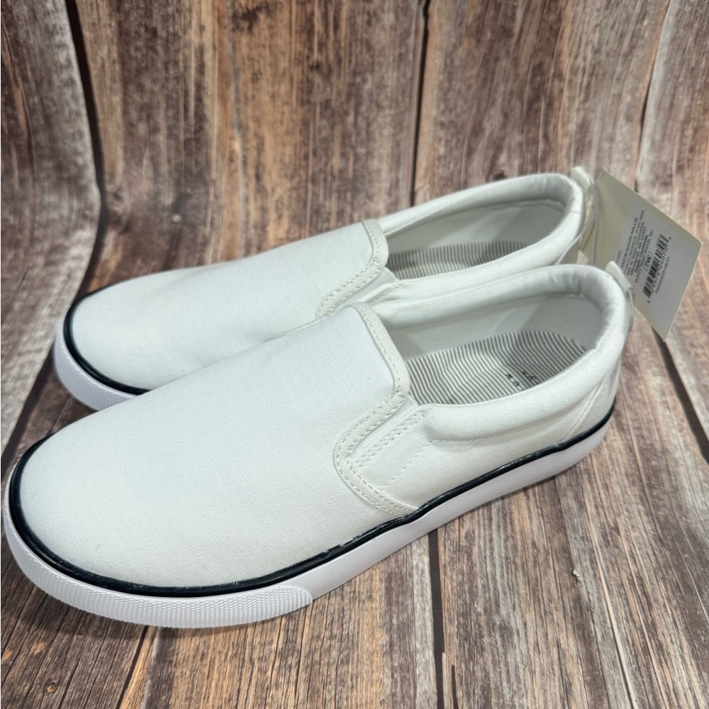 NWT A New Day White Slip-On Canvas Sneakers Size 7W Item #PHK6476 - Picture 2 of 6